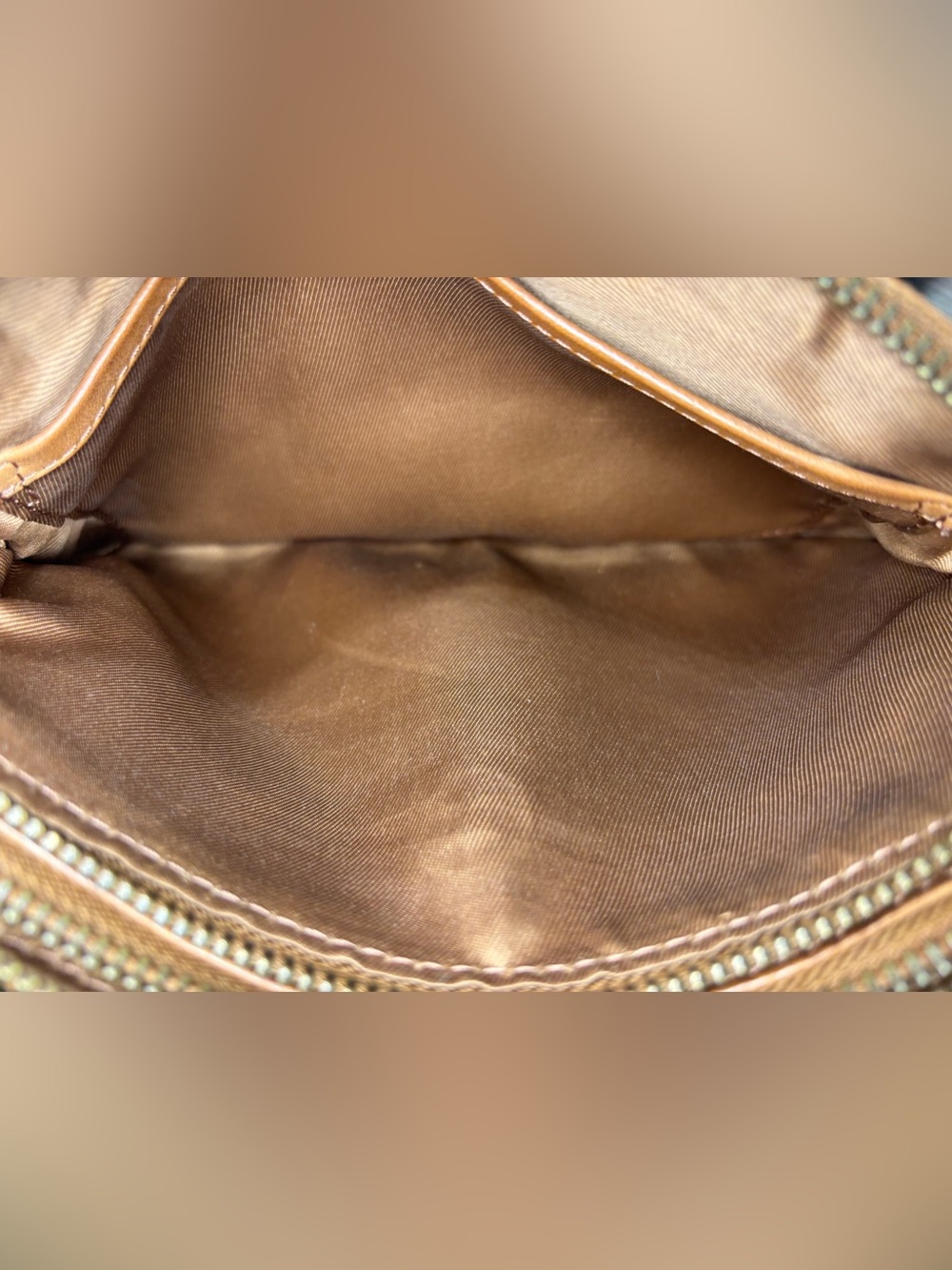 Woven Leather Crossbody Bag in Camel - Picture 9 of 12